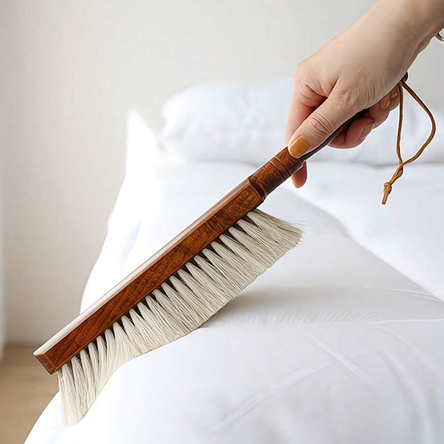 1 chổi phủi bụi mềm 13,4 inch cán gỗ - Lý tưởng để làm sạch giường, ghế sofa, đồ nội thất và áo khoác - Chổi vệ sinh có thể tái sử dụng và giặt được | Lông chổi bằng sợi tự nhiên | Cán gỗ bền chắc, chổi phủi bụi, chổi lau nhà.