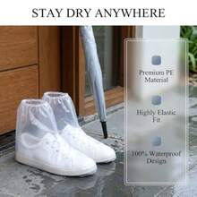 10 pares de fundas impermeables para zapatos desechables de plástico transparente para botas de lluvia con apertura elástica transparente para hombres y mujeres protectores de zapatos antideslizantes - como en la foto - Ver 5