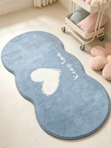 1pc Blue & White Asymmetrical Heart Shaped Rug, Decorative Carpet, Bedroom Decor, Small Rug, Carpet, Home Decor, Living Room Rug, Living Room Small Rug, Bedroom Rug, Living Room Home Decor, Outdoor Rug, Washable Rug, Thick Rug, Plush Rug, Autumn/Winter Rug - Multicolor - View 5