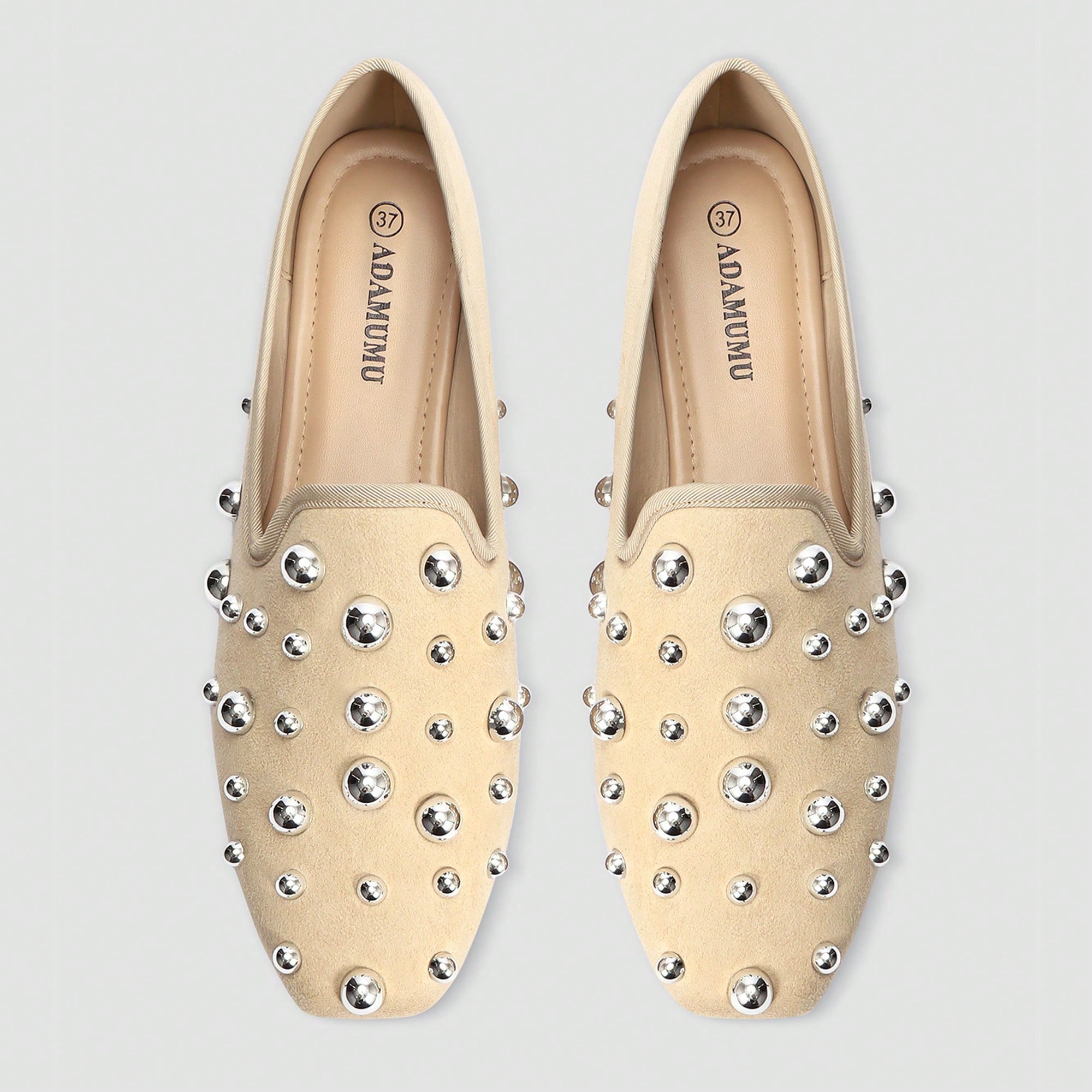 Nuevos mocasines de mujer de alta moda y cómodos de ADAMUMU, con tachuelas metálicas reflectantes, ligeros y adecuados para primavera, verano, otoñ