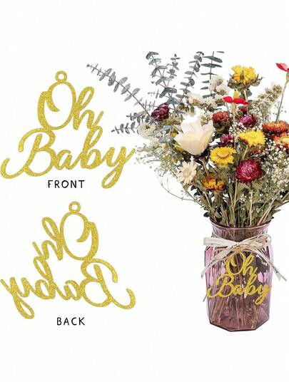10/20 szt. etykiet na słoiki Oh Baby Mason, ozdoby na baby shower, ujawnienie płci dziecka, brokatowe złote dekoracje, wycinanki Oh Baby, bonus 5,5 jarda sznurka jutowego