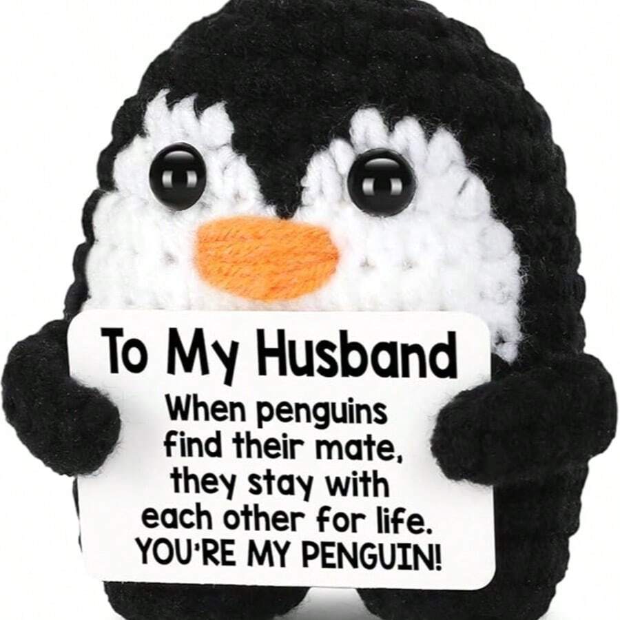 1 Stück handgefertigte gehäkelte Pinguin, Geburtstagsgeschenk für Ehefrau, handgemachtes Pinguin-Jahrestags-Geburtstagsgeschenk für Ehemann, Ich liebe dich, süße sentimentale Dekoration - Verschiedenfarbig - Übersicht 1