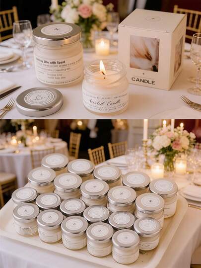 1pc Wedding Decor Candle Jar, Desktop Decor Candle, Lighting Candle, Romantic Dinner Decor Candle, Scene Decor, Desktop Decor, Wedding Gift, Birthday Party Gift, Holiday Decor Candle, Room Decor, Home Decor, Household Items