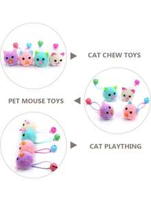 4pcs Cat Toys Set, Plush Ball With Bell, Plush Cat Ball Toys With Bells, Cute Cat Mouse Toys With Sound & Chewing Design, Interactive Indoor Cat Toys To Relieve Boredom And Destructive Behavior - View 5