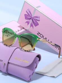 ZOVUJUMY 渐变猫眼太阳镜，时尚金属雕花镜腿，大镜框，尽显魅力，奢华质感，防紫外线，旅行太阳镜 - 彩色 - 查看 15