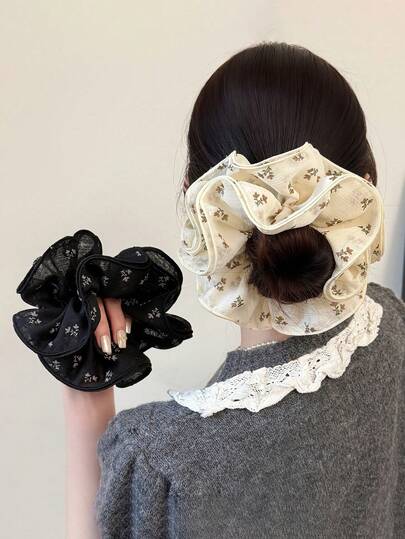1 chiếc dây buộc tóc lưới hoa nhí phong cách Bohemian bằng polyester (4 lớp), kiểu dáng thanh lịch, phù hợp cho sử dụng hàng ngày, dự tiệc, đi nghỉ mát, mọi mùa.