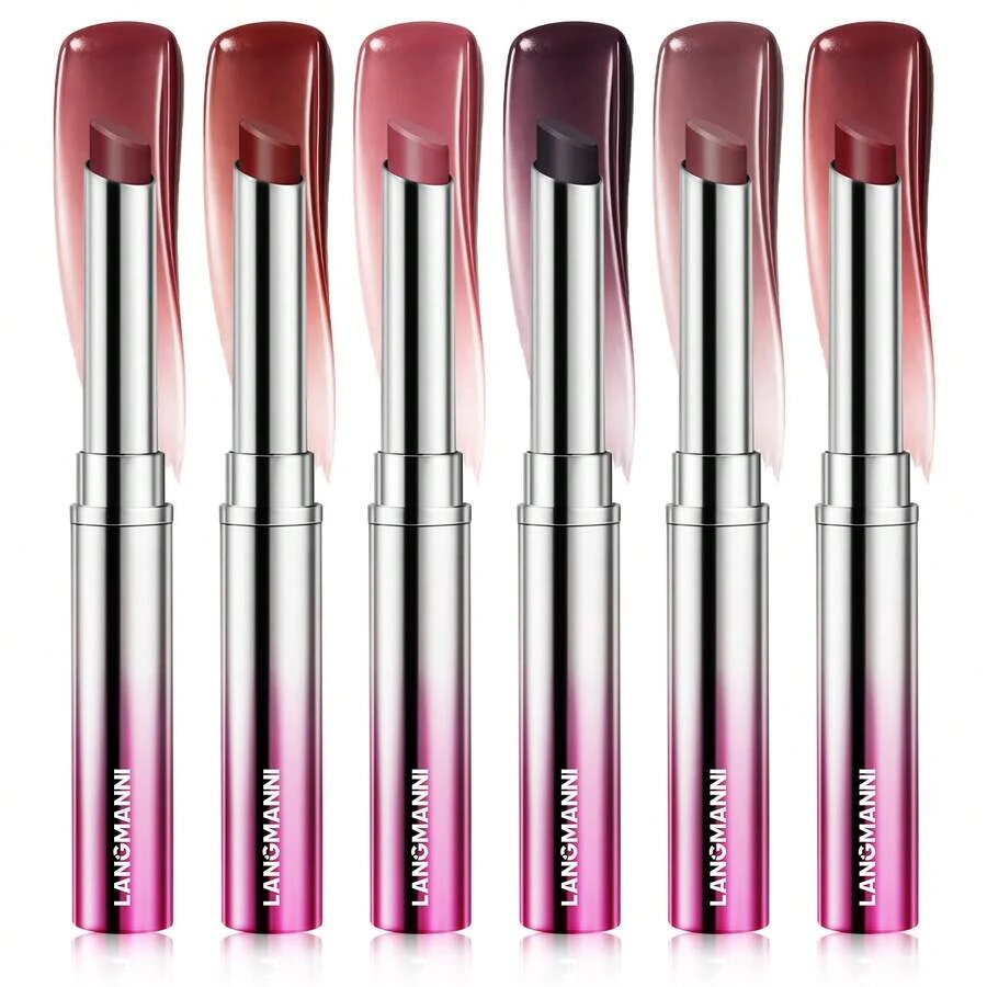 LANGMANNI Tinted Lipstick Lip Balm Set, 2 Colors Sheer Hydrating Lip Color, Moisturizing & Nourishing Lip Care, Universal Shades For All Skin Tones - 6 màu - Xem 1