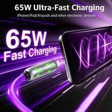 [Buy 1 Get 1 Free] 4 In 1 USB Charging Cable 6.6ft – 240W Max Fast Charging, USB A/Type C/Lightning With Breathing Light, For IPhone,Laptop - View 5
