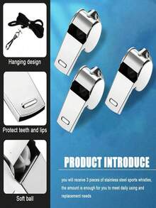 不锈钢哨子，带挂绳，声音响亮清晰，适用于教练、裁判和官员。 - 彩色 - 查看 5