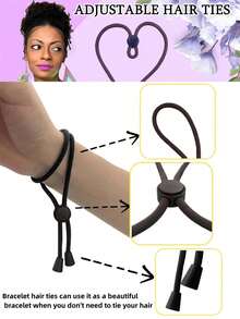 5pcs/2pcs Adjustable Hair Tie Hair Ties For Afro Puffs, Ponytails, Curly Hairstyles - Basic Hair Scrunchies For Girls ,Head Piece ,Hair Rope Hair Accessories Head Accessories Rubber Bands - 彩色 - 查看 2