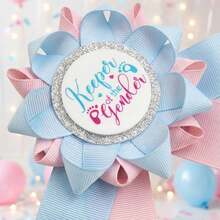 1pc Gender Reveal Pin - Elegant Acrylic Ribbon Brooch, Suitable For Gender Reveal Parties And Baby Shower Games, Creative Secret Keeper Gift - Multicolor - View 8