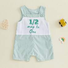 Infant Baby Boy Half Birthday Outfit 1/2 Way To One Sleeveless Romper Jumpsuit Half Year Birthday Clothes Half Birthday Baby Boy Clothes 3-12 Months,Half Birthday Cake Smash Outfit Boy, Casual Baby Boy Outfit, Baby Boy Clothes Summer Spring - 綠豆色 - 查看 8