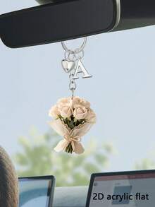 Elegant 2d Flat Acrylic Rose Bouquet,Lightweight Flower Ring, Letter Heart Pendant, Valentine's Day Flower Bouquet Pendant,Fun Ornament, Backpack Accessory, Fashion Pendant, Home Decoration, For Car Decorations And Charms, Headphone Charms, Bag Charms, Accessory Gift, Perfect Gift For Family And Friends, Mother's Day, Valentine's Day Gifts, Birthday Gifts, Party Gifts, Anniversary Gifts, Wedding Gifts - Multicolor - View 7