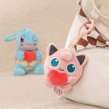 Miniso 1pc Pokémon Plush Keychain Collection, Featuring Piplup/Bulbasaur/Jigglypuff/Pikachu/Squirtle/Mew, Soft Plush Heart-Shaped Hugging 3D Design, Delicate Plush Material, Portable Hanging Strap, Fashionable Bag/Keychain Charm, Commute & Travel Accessory - Multicolor - View 9