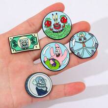 SpongeBob SquarePants 1/5 Chiếc Ghim Cài Áo Hình Hoạt Hình Hài Hước, Cổ Điển, Sáng Tạo, Hình Squidward và Quincy, Có Xúc Tu, Ghim Tráng Men, Phụ Kiện Kim Loại, Quà Tặng - Một kích thước - Xem 3