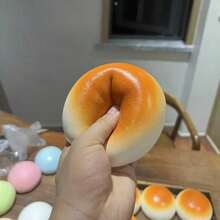 1pc Slow Rebound Bread Shaped Stress Relief Toy, Soft & Sticky Texture, Provides Relaxing Experience. Gently Rebounds After Pressing To Release Pressure. This Toy Can Help Relieve Stress And Vent Emotions. Features Realistic Bread And Cake Design. - Multicolor - View 7