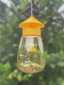 1pc Reusable Hanging Fruit Fly Trap, Suitable For Kitchen And Orchard Pest Control, No Power Needed, Plastic Material, For Garden And Home Use, 15cm Large Yellow Fly Paper, Fly Trap Bottle, Fruit Fly Trap, Fruit Fly Bait (Bait Not Included), Insect Trap, Home Decor, Household Item, Mother's Day Gift - Multicolor - View 4