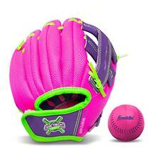 Franklin Sports Air Tech Adapt Series Guantes Teeball de 8.5 Pulgadas: Lanzador para diestros - Rosado/Prpura - Ver 8