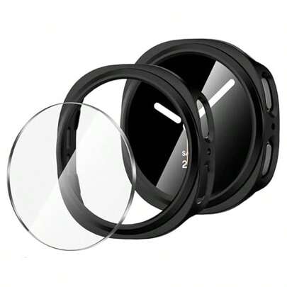 Bộ 2 miếng dán màn hình + ốp lưng cho Galaxy Watch 8/7 44mm 40mm Ultra 47mm Classic 46mm Phụ kiện Galaxy Watch 8 7 Ốp lưng cứng + Kính cường lực