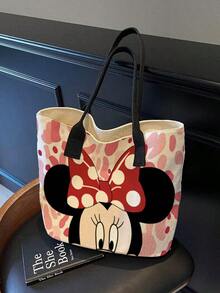 1pc Disney Mickey Mouse Shoulder Bag, Minnie Mouse Canvas Tote Bag, New Cartoon Theme Canvas Bag, Creative Anime Style, Cute Cartoon, Large Capacity Shoulder Bag, Perfect Birthday/Party Gift, Super Spacious Shoulder Tote, Shopping Bag, Travel Bag, Beach Bag, Laptop Bag, Laptop Case, School Handbag, Stationery Storage, Girls Backpack, Canvas Bag - Multicolor - View 11