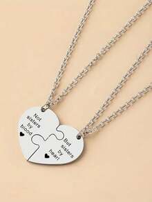 suteyi 闺蜜心形项链套装（2件套），女士友谊首饰礼物，非亲姐妹闺蜜项链套装 - 銀色 - 查看 2