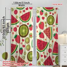 2 tấm rèm cửa màu trắng ngà họa tiết trái cây và trái tim, chất liệu polyester, kiểu dáng tươi sáng dễ thương, thích hợp trang trí phòng khách, phòng trẻ em vào mùa hè. - Nhiều màu - Xem 19