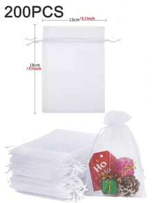 10-200pcs Organza Drawstring Pouches, Gift Bags Candy Jewelry Party Wedding Favor Bags Gift For Christmas Candy Wedding Birthday - Multicolor - View 24