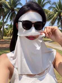 Extended Neck Protection Ice Silk Cooling Sun Protection Face Mask, Full Face And Neck Dual Protection, UPF50+ UV Blocking; Specially Designed For Women, Ice Silk Fabric Breathable And Lightweight, Anti-Fog; Soft, Lightweight And Elastic Fabric, No Pressure Marks When Worn; Adjustable Ear Loops, Comfortable All-Day Wear; Quick-Drying And Sweat-Resistant, Suitable For Driving, Cycling, Gardening, Golf, Hiking, Fishing And Other Outdoor Activities; Breathable And Ventilated Structure, Sun Protection Without Stuffiness; Essential For Outdoor Workers, Travelers And Beach Lovers In Summer; Skin-Friendly And Lightweight, Ideal Choice For Daily Outdoor Sun Protection - Multiple Styles - View 10