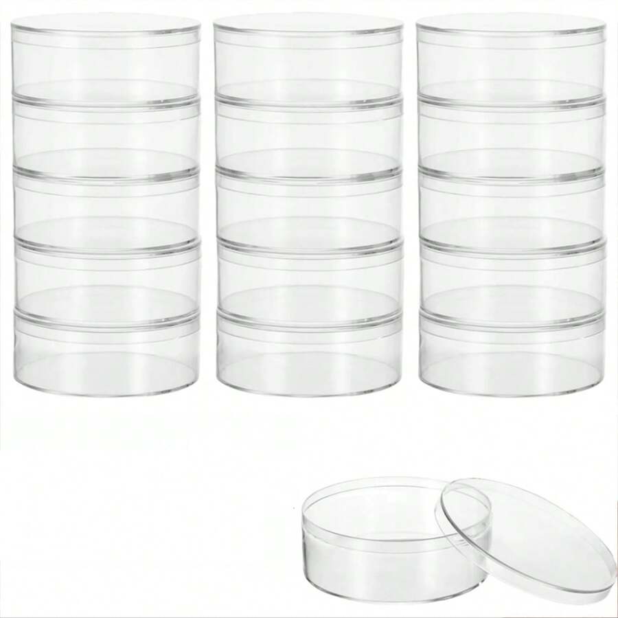 2-8pcs Transparent Acrylic Round Storage Boxes With Lids, 3 Inch Size, Ideal For Storing Candies, Beads, Jewelry And Wedding Favors
