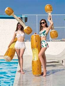 2pcs/1pc Adult Inflatable Battle Raft, Water Party Game With Wooden Paddle, Fun Inflatable Water Toy, Suitable For Pool And Beach Group Activities, Summer Party Supplies, Swimming Pool Essential - A - View 2