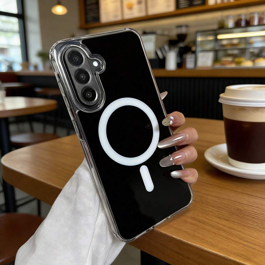 磁吸充電手機殼 適用於 Galaxy A57 A37 A17 A07 A56 A36 A26 A16 A06 A15 A35 A55 S25 FE S26 Ultra S25 Ultra 透明壓克力薄型保護殼 - 黑色 - 查看 1