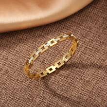 3件套18K镀金不锈钢几何链条手链套装，镶嵌水钻，经典链条设计，层叠造型，适合日常佩戴、约会、送礼 - 内径：52/60/64毫米 - lxft-01 - 查看 6