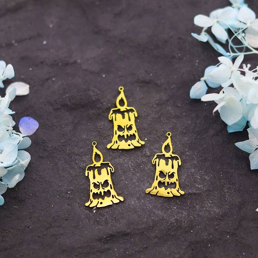 3pcs/Lot Devil Candle Charms For Jewelry Making Bracelets Earrings Craft Stainless Steel Pendant Handmade Christmas DIY Supplies - Geometry - View 1