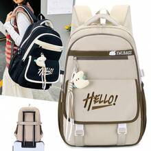 Large Capacity Multi-Layer Backpack, Lightweight Travel Bag For Middle/High School & College Students, Backpack With Cute Moon Pendant, Multi-Pocket Multi-Function Backpack - Multicolor - View 3