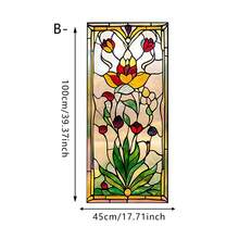 1/4pcs Bohemian Style Static Cling Colored Glass Film, Retro Floral Tulip Pattern, Suitable For Bathroom, Living Room, Removable Decorative Glass Sticker - Frosted Film - View 16