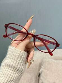 1pc 2026 New Oval Small Frame Minimalist Glasses, Suitable For Reading, Daily Wear, Versatile, Back To School Season - Multicolor - View 2