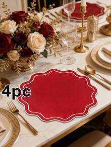 1/2/4 piezas Manteles individuales de tela bordada para fiestas, adecuados para decoración de mesa de boda, manteles de tela de estilo europeo minimalista y elegante para Navidad, Día de San Valentín, Acción de Gracias, Día de la Madre - Multicolor - Ver 27