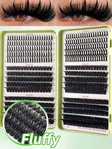 200D Cartoon Style False Eyelash Cluster Set, Includes DIY Eyelash Tips, Length 10-18mm, Create Thick Curly Individual False Eyelashes, With Eyelash Glue And Tweezers, 500pcs Cluster False Eyelashes Set, Individual Fake Lashes, Curly Synthetic Eyelash Kit, Eyelash Strips, Includes Eyelash Glue And Sealer, Personal Eyelash Tweezers And Eyelash Brush For DIY Eyelash Extension Kit - 彩色 - 查看 2
