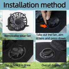 Wide Eave Solar Fan Outdoor Fishing Hat 2 Solar Fan Men's Hats With Built-In Solar Fan Fishing Hat Men's Fan Hat, Thermal Sensitive Worker, Lightweight Headwear, Adjustable Hat, Reinforced Stitching, High-Quality Textile, Cooling Head Cover, Essential Travel And Outdoor Partner - Black - View 4