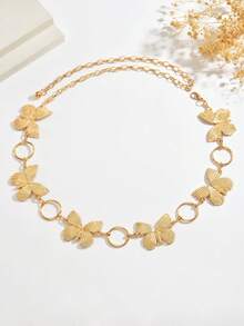 1 chiếc dây đeo eo thời trang đa năng tối giản hình tròn rỗng và bướm 3D, dây đeo eo hình bướm 3D và hình tròn sáng tạo phù hợp cho nữ giới khi mặc hàng ngày, đi nghỉ mát và dự tiệc. - Vàng - Xem 4