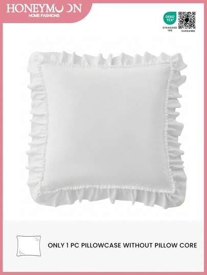 1pc Romantic French Ruffle Quilted Envelope Pillow Cover (Pillow Insert Not Included), Exquisite Romantic Decorative Pillow Sham For Bedroom/Dorm/Sofa/Lounge Chair, Can Be Given As Gift To Lover Or Friend. Machine Washable. Oeko-Tex Certified. White