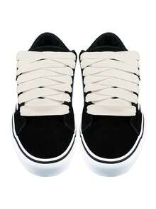 1pair Thick Flat 3/4" Wide Shoelaces Solid Color Strings For All Shoe Types - Sneaker Shoe Laces - Beige - View 2