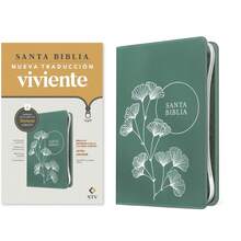 Biblia de referencia en la columna central NTV, letra grande de zíper con Filament (SentiPiel, Verde, Letra Roja) - Libro único - Ver 5