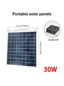 30W Portable Outdoor Solar Panel, Designed For Travel And Camping. With USB, Features A Movable Solar Panel, Outdoor Camping Accessory - Multicolor - View 5