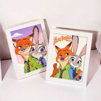 Hasbro 卡通圆形钻石画，高饱和度色彩手工钻石艺术品，适用于桌面装饰