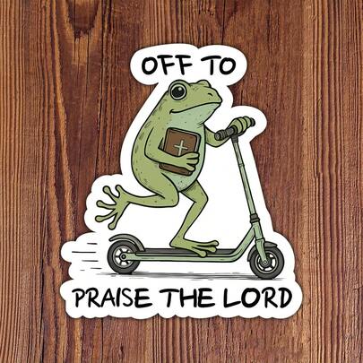 Hình dán chú ếch ngộ nghĩnh "3 Inches Off To Praise The Lord" (Cố lên để ca ngợi Chúa), thiết kế hài hước về đức tin với hình ảnh loài lưỡng cư đáng yêu, thích hợp cho máy tính xách tay, sổ tay, máy tính bảng, bình nước, tủ khóa, nhật ký, hoàn hảo cho học sinh, giáo viên, nhân viên văn phòng, món quà tuyệt vời cho những người yêu thích sự vui vẻ.