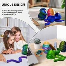 1pc 30cm Posable Viper Sculpture - Soft Adjustable Snake Toy With Snake Egg, Mythical Creature Design, Home Decor Stress Relief Toy, Suitable For Christmas, Halloween And Other Holiday Gifts, For 14+ Years Old (Random Eye Color), Finger Toy - Multicolor - View 3