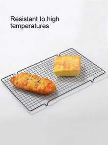 1pc Black Metal Cooling Rack, Non-Slip Baking Cooling Grid With Feet, Suitable For Cakes, Cookies, Breads, Home Kitchen Baking Tool - Black - View 6