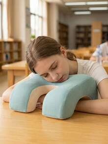 1 Peça Travesseiro Multifuncional Azul para Soneca no Escritório (Design Ergonômico em Forma de L) - Travesseiro de Espuma de Memória Ergonômico, Adequado para Trabalhadores de Escritório, Estudantes e Usuários de Home Office, Aplicável para Soneca, Almofada de Cadeira e Suporte de Pescoço - Multicolorido - Visão 2