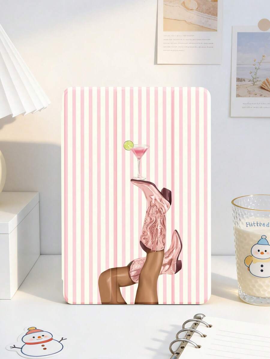 1 chiếc ốp lưng bảo vệ phẳng họa tiết sọc cao bồi miền Tây và ly cocktail, tương thích với iPad 10.2 inch 2021/2020 thế hệ thứ 10/9/8, (A16) 11 inch thế hệ thứ 11 2025, Galaxy Tab A8 10.5 inch 2022, ốp bảo vệ máy tính bảng có khe cắm bút cảm ứng, chức năng tự động tắt/mở màn hình. - Nhiều màu - Xem 1